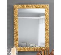 MO.WA Specchio da Parete rettangolare, Made in Italy, Specchiera classica 62x82 foglia oro, Specchio cornice legno dorato Specchiera per la Camera da Letto, arredamento ingresso