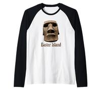 Moai Statua Isola di Pasqua Rapa NUI Maglia con Maniche Raglan