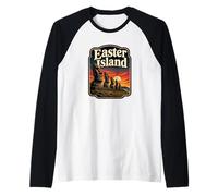 Moai Statua Isola di Pasqua Rapa NUI Maglia con Maniche Raglan
