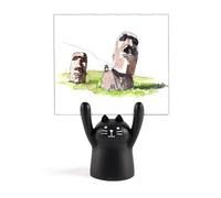 Moai Statues in Easter Island Memo Holder Cartoon Black Cat Stand Decoration