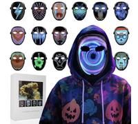 MOAJAZA Maschera per il viso con luce a LED con controllo gestuale, divertente maschera per feste che cambiano motivi di luce per Halloween, cosplay, mascherata, ricaricabile