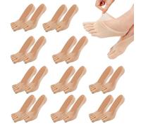 MOAMUN 10 Paia Di Calzini con Dita Separate Donna, Calze Con Dita Separate Donna Traspiranti e Antiscivolo con Striscia Di Silicone, Calzini Cotone Basso per Ragazze (Pelle, Taglia 35-40)