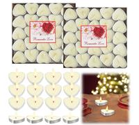 MOAMUN 100 Lumini Candele Candela Cuore, Tealight Candeles Mini Tealights Bulkeless Candeline Decorative Ceri Votivi per San Valentino Matrimonio Anniversario Decorazione di Natale (Bianco)