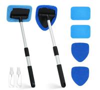 MOAMUN 2 Pulitore Per Parabrezza kit Pulizia Auto, Estensibile Girevole 180°Antiappannante Vetri Auto Lavavetri Auto con 6 Panno Microfibra Auto e 2 Spray, Pulizia Auto Interni Pulizia Vetri Auto