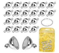 MOAMUN 20 Pezzi Chiusure Per Braccialetti Magnetiche, Fermi e Chiusure Rotondi Da 8 MM, Chiusure Braccialetti per Collane, Bracciali, Cavigliere e Gioielli Per l'Artigianato Fai Da Te (Argento, 8mm)