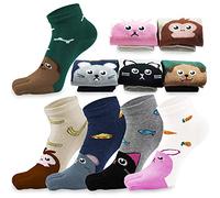 MOAMUN 5 Paia Bambini Dita Dei Calzini Di Cotone Per Bambini Cinque Dita Calzini Calzini Svegli Animali Del Fumetto Modello Per Ragazze Dei Ragazzi 3-12 Anni (animale, 7-12 anni)