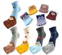 MOAMUN 5 Paia Bambini Dita Dei Calzini Di Cotone Per Bambini Cinque Dita Calzini Calzini Svegli Animali Del Fumetto Modello Per Ragazze Dei Ragazzi 3-12 Anni (Orso, 3-7 anni)