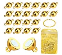 MOAMUN Set di 20 chiusure magnetiche rotonde in ottone per gioielli, bracciali, collane, convertitori magnetici (oro, 6 mm)