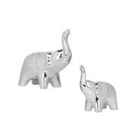 Moaobooh 2 statuette di elefante, decorazione per soggiorno, camera da letto, ufficio, libreria (argento)