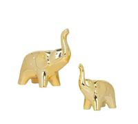 Moaobooh 2 statuette di elefante, decorazione per soggiorno, camera da letto, ufficio, libreria (oro)