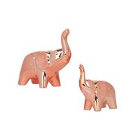 Moaobooh 2 statuette di elefante, decorazione per soggiorno, camera da letto, ufficio, libreria (oro rosa)