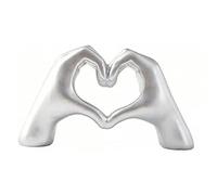 Moaobooh - Scultura a mano a forma di cuore, statua delle dita dell'amore moderna, gesto romantico, figura decorativa per soggiorno, ufficio e camera da letto per un matrimonio creativo (Argento)