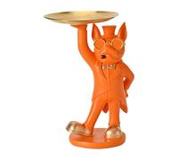 Moaobooh Scultura Divertente di Gatti con Vassoio, Simpatiche Statue di Gatti con Vassoio per Decorazione del Soggiorno, Portachiavi per Tavolo d'Ingresso, Ufficio (Arancia)