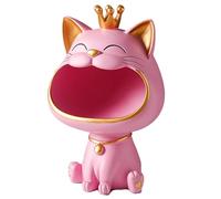 Moaobooh Statua di Gatto Fortunato, Decorazione per Casa e Ingresso, con Gatto che Ride e Chiavi, Scatola per Piccoli Oggetti (Rosa)