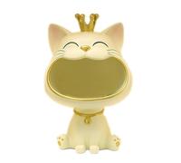Moaobooh Statua di gatto, gatto fortunato Storage Sculpture, casa soggiorno per l'ingresso, ridere gatto e chiavi, scatola decorativa per piccoli oggetti (giallo chiaro)