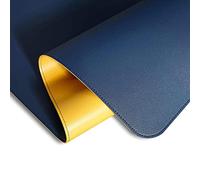 moaupr Tappetino da Scrivania Multifunzionale, Tappetino per Mouse Impermeabile in Similpelle per Ufficio E Uso Domestico Doppia Facciata Blu + Giallo 45x120cm/17.72x47.24in
