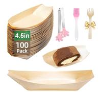 MOAZIFI 100 ciotole per finger food e 100 forchetta, ciotola per salumi di curry, piatti in bambù usa e getta, piatti in bambù, ciotola di legno, ciotole per patatine, stoviglie usa e getta, in legno