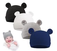 MOAZIFI 4 pezzi berretto neonato - Morbido cotone biologico per bambini 0 - 6 mesi - Baby Born Accessori - Cappello Primavera per ragazzi e ragazze, 1