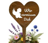MOAZIFI Decorazione per tomba, resistente alle intemperie, con effetto ruggine, decorazione per cimiteri e giardini, design a forma di angelo senza tempo per il ricordo amorevole dei defunti, ricordo