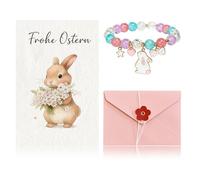 MOAZIFI Set regalo braccialetto di Pasqua per bambini ragazze, regali di Pasqua bambini con braccialetto, biglietto e busta, regali di Pasqua bambini come piccoli pensieri di Pasqua bambini, grazioso