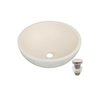 MOB-IN Lavabo da appoggio, ciotola in cemento travertino, 36,2 x 36,2 cm, Flora + piletta James