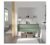 MOB-IN Mobile doppio lavabo 120 cm con piano in legno Sorrento bianco+lavabo+rubinetto+specchio