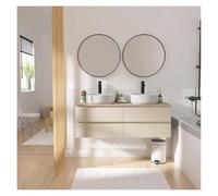 MOB-IN Mobile doppio lavabo 120 cm con piano in legno Sorrento bianco+lavabo+rubinetto+specchio
