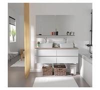 MOB-IN Set mobile doppio lavabo bianco 120 cm + 2 lavabi + 2 specchi + 2 rubinetti Sorrento