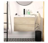 MOB-IN Set semplice lavabo Sorrento 60 cm con piano in ceramica e rubinetto nero