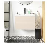MOB-IN Set semplice lavabo Sorrento 60 cm con piano in ceramica e rubinetto nero