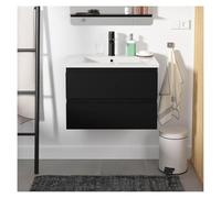 MOB-IN Set semplice lavabo Sorrento 60 cm con piano in ceramica e rubinetto nero