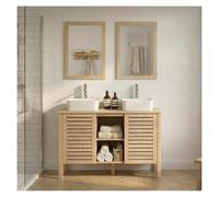 MOB-IN Set TALIX 120 cm rovere doppio lavabo, rubinetti e specchio