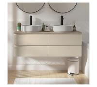 MOB-IN Sorrento - Set doppio lavabo sospeso con piano in legno, lavabo e rubinetti, 120 cm