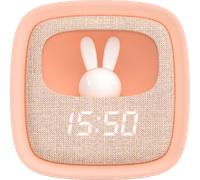 MOB - MOBILITY ON BOARD Billy Clock Sveglia e luce notturna per bambini - Motivo coniglio - Parte anteriore in tessuto - Struttura in plastica morbida al tatto - Data, ora e 3 allarmi programmabili (r