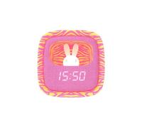 MOB - MOBILITY ON BOARD Sveglia per bambini Billy Clock Pink Zebra - Pannello frontale in tessuto - Data, ora e 3 impostazioni di allarme (rosa)