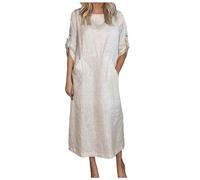 Mobanna Donna Copricostumi Estate Copri Costume Vestito da Camicia Spiaggia Cotone Vestitino Estivi Lungo Copricostume Mare con Crochet Scollo A V Abito Coprire Senza Maniche Vestiti Bagno Boemia