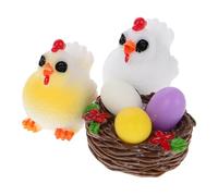 Mobestech 1 Set Micro Decorazione Del Paesaggio Topper Per Torta Di Pollo Piccolo Pollaio Pollo Di Famiglia in Miniatura Mini Statuina Di Pollo Mini Statuine Di Pollo Resina Sintetica