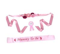 Mobestech 1 Set Mommy to Be Sash E Daddy to Be Pin Elegante Fiore Fascia Per Maternità Puntelli Per Servizio Fotografico Di Maternità Per Ragazza Decorazioni Per Baby Shower Per