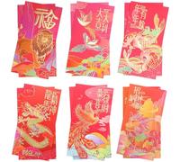 Mobestech 12 Buste Rosse di Capodanno 2024 Motivi Tradizionali Cinesi Portafortuna per Matrimonio e Festività Design Creativi per Auguri di Gioia e Salute Nell’Anno del Drago