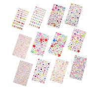 Mobestech 12 fogli Adesivi brillanti autoadesivi con pietre acriliche colorate a forma di cuore e stella per trucco occhi decorazioni fai da te e accessori per feste Halloween