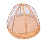 Mobestech 1pezzi Copri Vivande Tondo in Bamboo Resistente per Alimenti Copertura Rete Protettiva Insetti per Cucina e Picnic Copri Cibo Antipolvere Riutilizzabile per Feste all Aperto e Barb