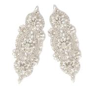 Mobestech 2 Pezzi Applicazioni da Cucire Pietre Decorative Argento per Abiti da Ballo e Vestiti da Cerimonia, Adesive Ferro, per Matrimoni e Decorazioni Fai-da-te
