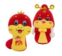 Mobestech 2 Pezzi bambola serpente zodiacale peluche serpente mascotte giocattoli di peluche di Halloween sdentato respirare dinosauro ripieno serpente verde cotone pp rosso