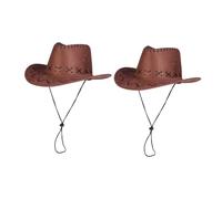 Mobestech 2 Pezzi Cappello Cowboy per Cinturino Regolabile Western per Feste e Cosplay Materiale Resistente e Comfortevole