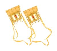 Mobestech 2 Pezzi Cappello Dell'imperatore Cappello Asiatico Copricapo Cinese Costume Da Imperatore Cinese Giallo Plastica