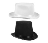 Mobestech 2 Pezzi Cappello Magico per Nero e Bianco Accessorio Leggero e Portatile per Feste Halloween e Mascherate Cappello Bombetta da Prestigiatore per Ragazzi e Ragazze