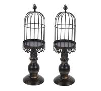 Mobestech 2 Pezzi portacandele a Gabbia per Uccelli guidato candelabri Decorativo Senza Arredamento Vita candelabro a di tè Decorazione per Matrimoni Metallo Black