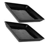 Mobestech 2 Pezzi Vassoio per Piante Rettangolare in Pp Nero, Spesso | Scolapiatti Antiperdita, Facile da Pulire, Design Versatile per Vaso e Fioriera