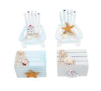 Mobestech 2 Set insieme della sedia da spiaggia arredamento domestico nautico antico Elegante villetta mini sedie a sdraio ornamenti arredamento per la casa legno di pino