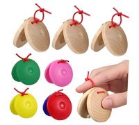 Mobestech 24 Pezzi Castagnette in Legno e Plastica Colorate Strumenti Musicali Educativi per Giocattoli Percussioni per Bambine Gioco Ritmico e Sviluppo Sensoriale